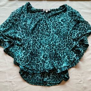 Leopard Print Jenifer Lopez Top Batwing